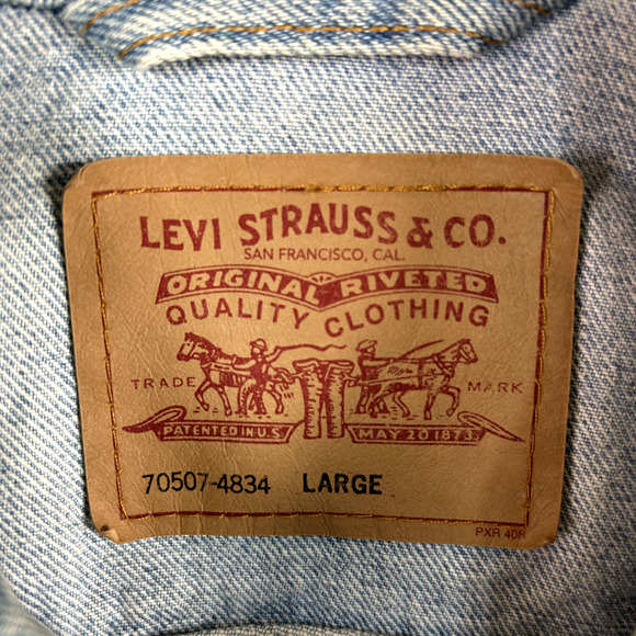 Vintage 80s Levis Mens Trucker Denim Jacket Size Large Classic Button Up Jean - Picture 7 of 15